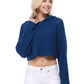 Bat Wing Sleeve Crop Waffle Knit Hoodie Top KC007 (S/M-M/L)