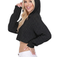 Long Sleeve Knit Cropped Sweater Summer Pullover with Hoodie KC009 (S/M-M/L)