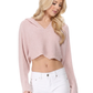 Long Sleeve Knit Cropped Sweater Summer Pullover with Hoodie KC009 (S/M-M/L)