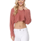 Long Sleeve Knit Cropped Sweater Summer Pullover with Hoodie KC009 (S/M-M/L)