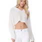 Long Sleeve Knit Cropped Sweater Summer Pullover with Hoodie KC009 (S/M-M/L)