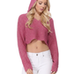 Long Sleeve Knit Cropped Sweater Summer Pullover with Hoodie KC009 (S/M-M/L)
