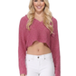 Long Sleeve Knit Cropped Sweater Summer Pullover with Hoodie KC009 (S/M-M/L)