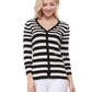 Women's 3/4 Sleeve V-Neck Stripe Button down Sweater Cardigan MK3078 (S-L)