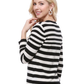 Women's 3/4 Sleeve V-Neck Stripe Button down Sweater Cardigan MK3078 (S-L)