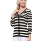 Women's 3/4 Sleeve V-Neck Stripe Button down Sweater Cardigan MK3078 (S-L)