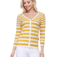 Women's 3/4 Sleeve V-Neck Stripe Button down Sweater Cardigan MK3078 (S-L)