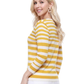 Women's 3/4 Sleeve V-Neck Stripe Button down Sweater Cardigan MK3078 (S-L)