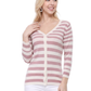 Women's 3/4 Sleeve V-Neck Stripe Button down Sweater Cardigan MK3078 (S-L)