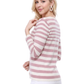 Women's 3/4 Sleeve V-Neck Stripe Button down Sweater Cardigan MK3078 (S-L)