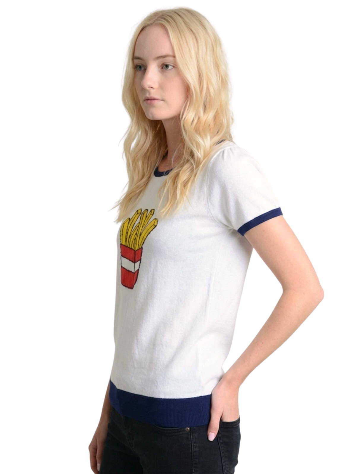 Short Sleeve Crewneck French Fries Print T-Shirt Sweater MK32002 (S-L)