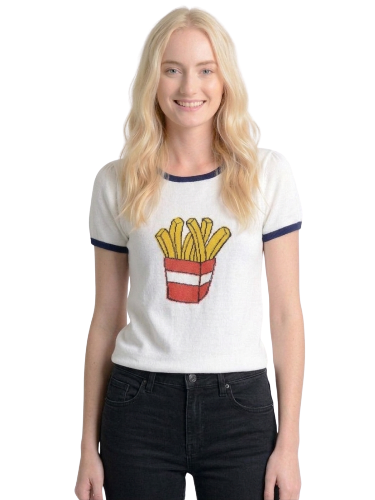 Short Sleeve Crewneck French Fries Print T-Shirt Sweater MK32002 (S-L)