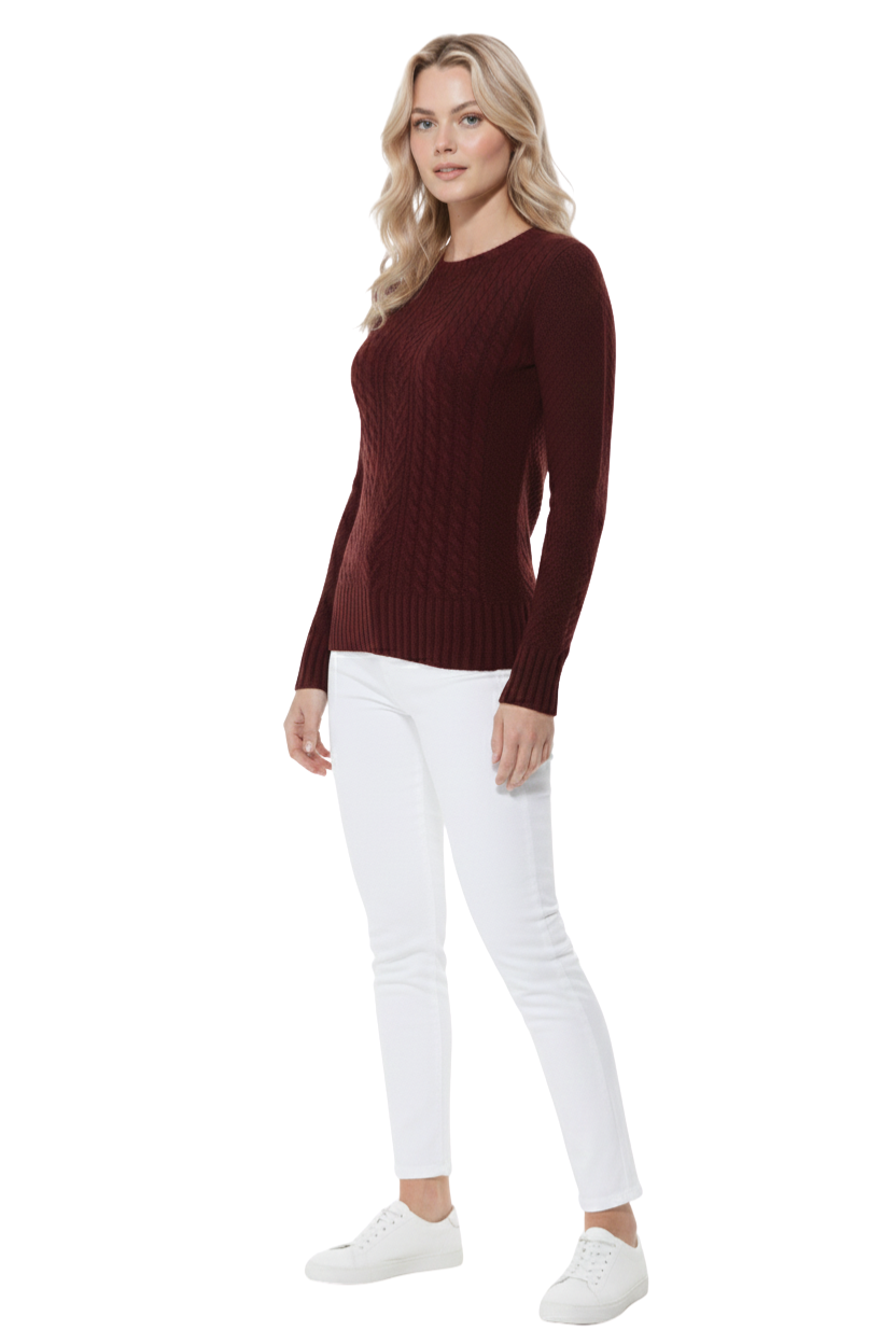 Cute Cable Long Sleeve Sweater Knit Pullover MK3312 (S-L)