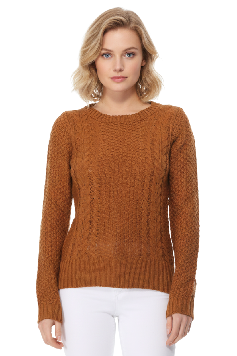 Cute Cable Long Sleeve Sweater Knit Pullover MK3312 (S-L)