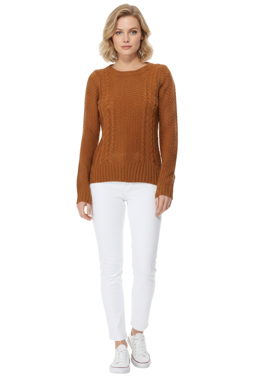 Cute Cable Long Sleeve Sweater Knit Pullover MK3312 (S-L)
