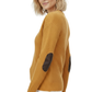 Honeycomb Stitch Sweater Top with Elbow Patch MK3354 (S-L)