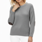 Honeycomb Stitch Sweater Top with Elbow Patch MK3354 (S-L)