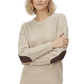 Honeycomb Stitch Sweater Top with Elbow Patch MK3354 (S-L)