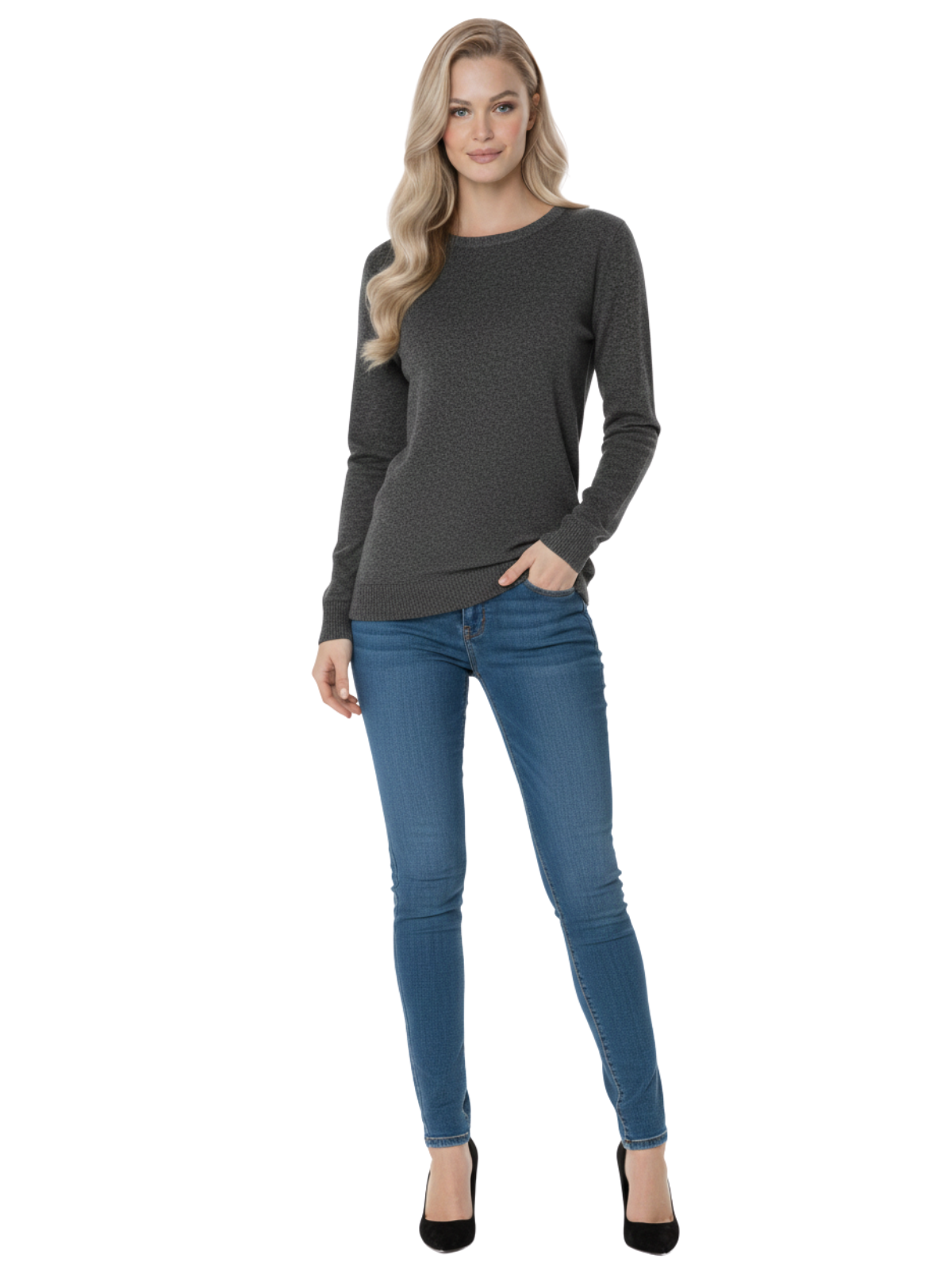 Women's Casual Long Sleeve Crewneck Pullover Sweater MK3399 (S-L)