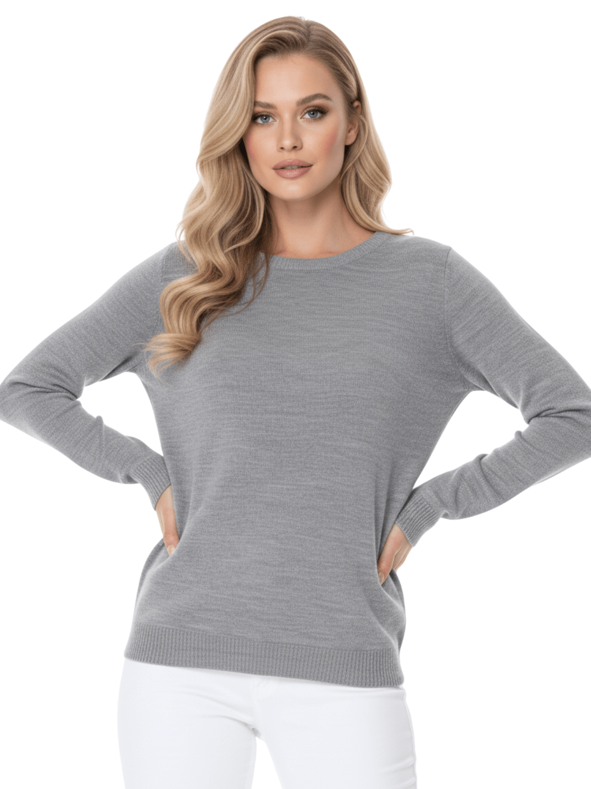 Women's Casual Long Sleeve Crewneck Pullover Sweater MK3399 (S-L)