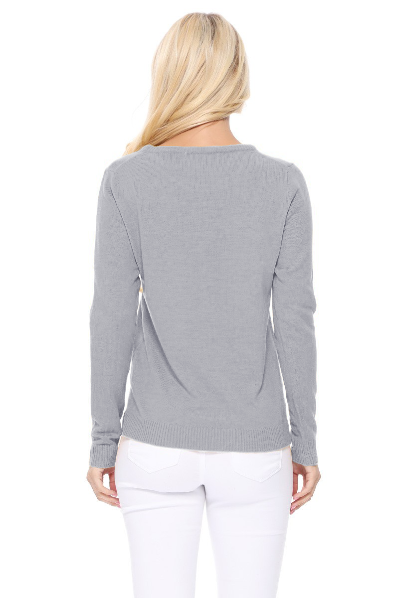 Women's Casual Long Sleeve Crewneck Pullover Sweater MK3399 (S-L)