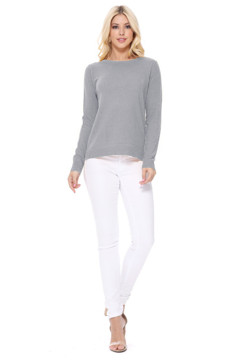 Women's Casual Long Sleeve Crewneck Pullover Sweater MK3399 (S-L)