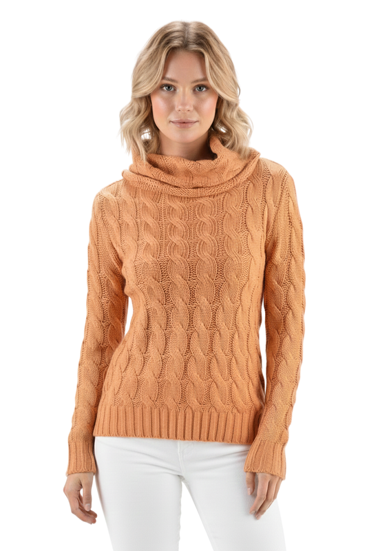 Thick Turtleneck Cable Knit Pullover Sweater MK3432