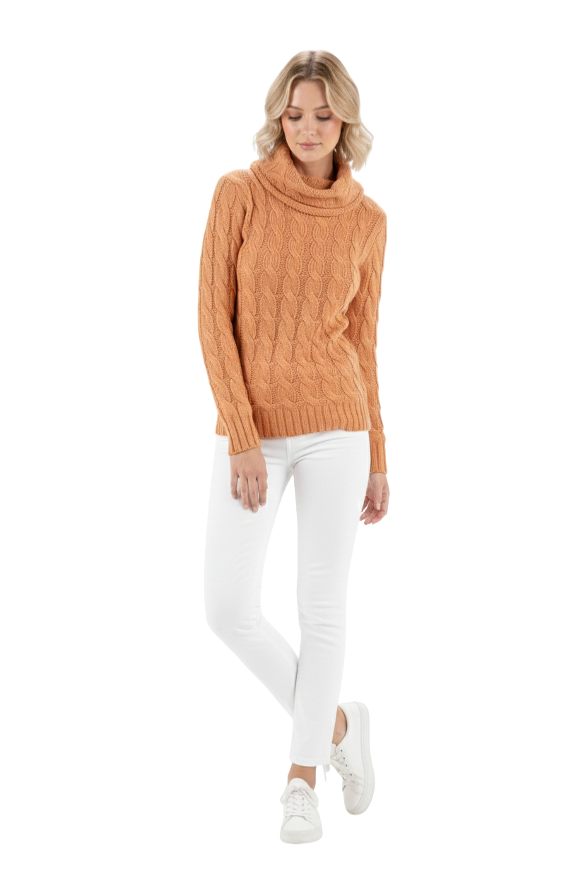 Thick Turtleneck Cable Knit Pullover Sweater MK3432