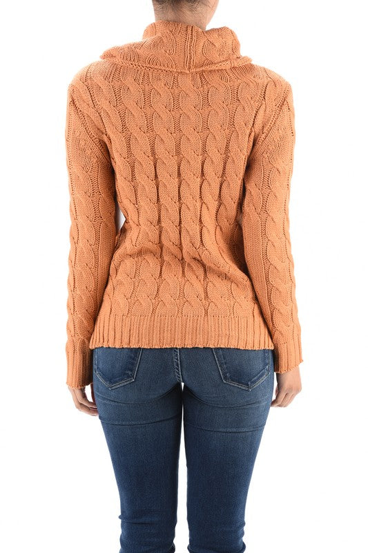 Thick Turtleneck Cable Knit Pullover Sweater MK3432