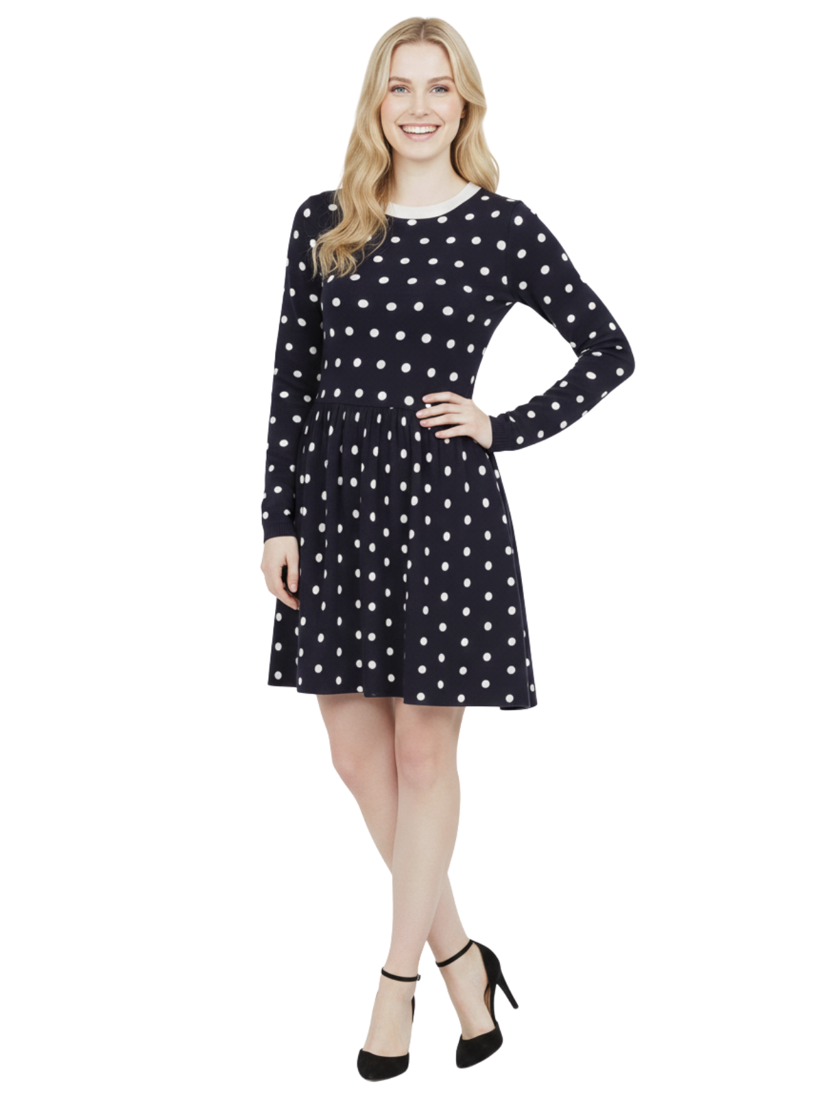 Baby Doll Polka Dot Patterned Sweater Dress MK3447 (S-L)