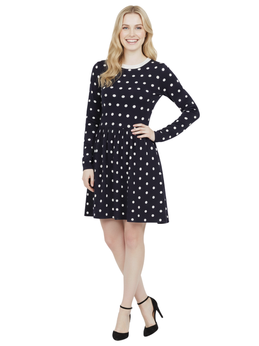 Baby Doll Polka Dot Patterned Sweater Dress MK3447 (S-L)