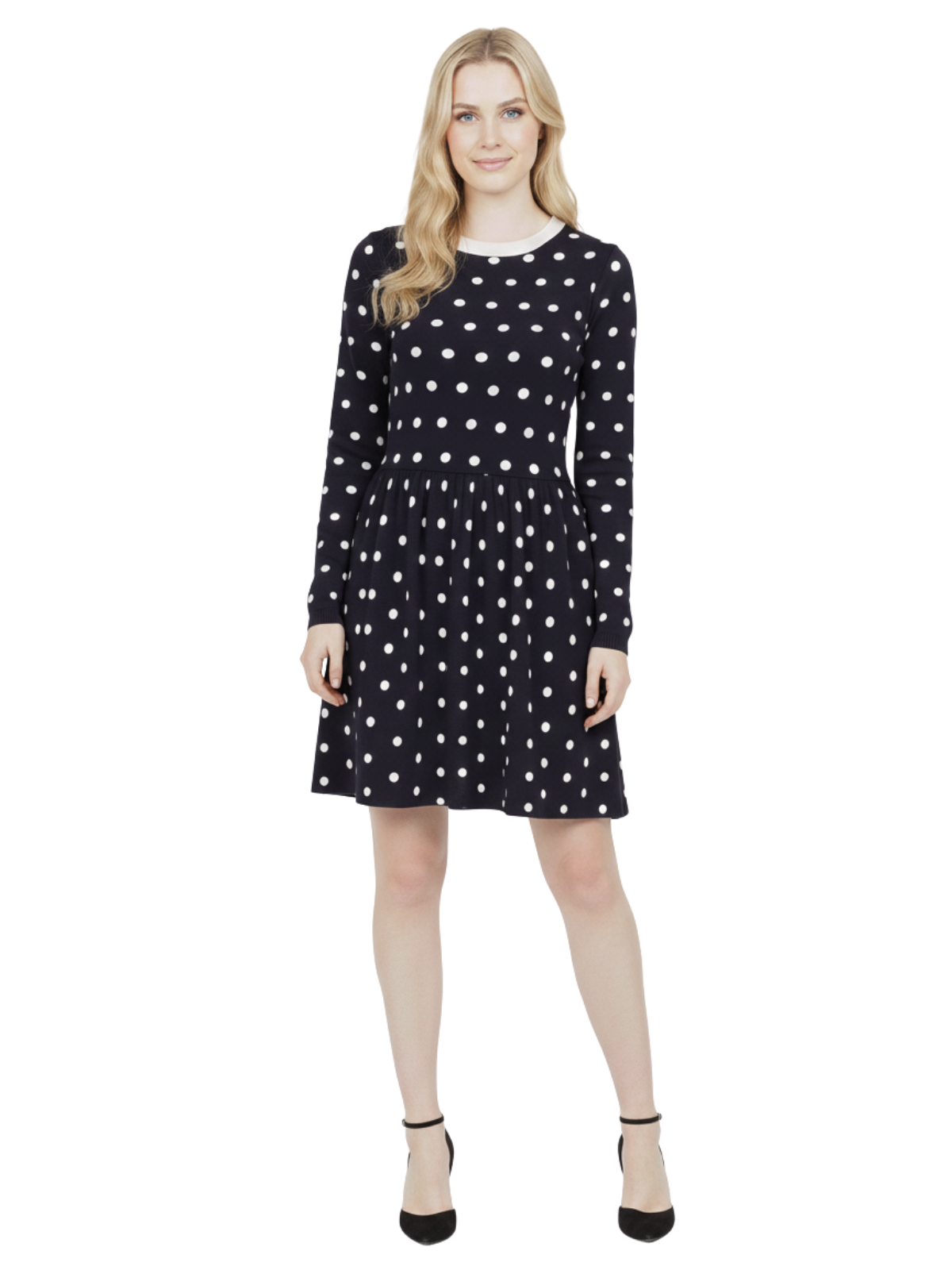 Baby Doll Polka Dot Patterned Sweater Dress MK3447 (S-L)