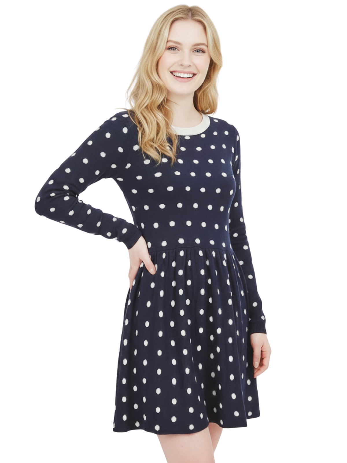 Baby Doll Polka Dot Patterned Sweater Dress MK3447 (S-L)