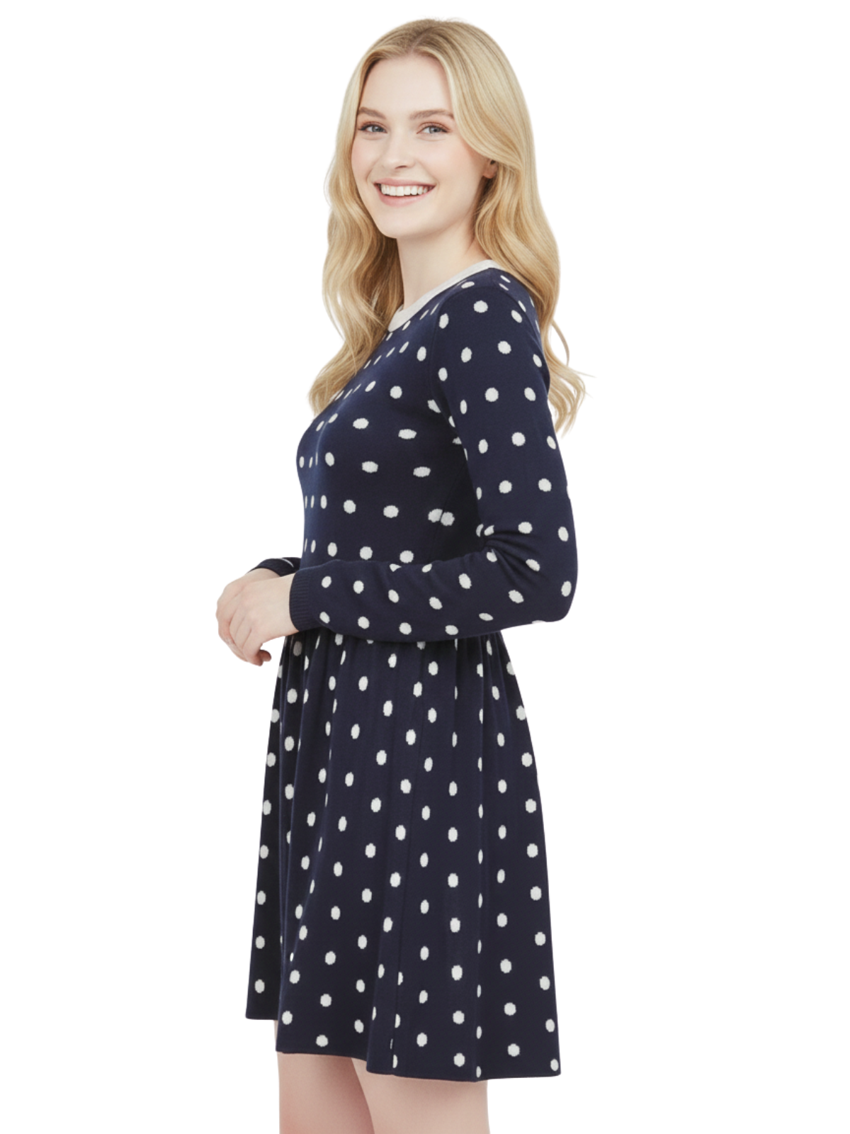 Baby Doll Polka Dot Patterned Sweater Dress MK3447 (S-L)