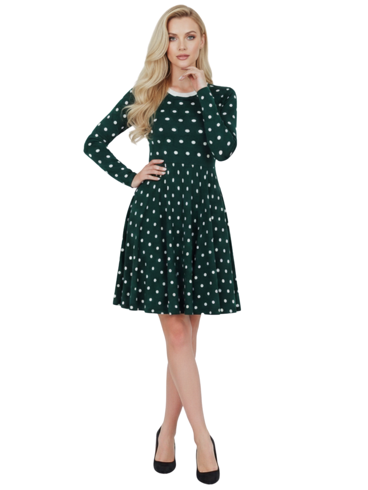 Baby Doll Polka Dot Patterned Sweater Dress MK3447 (S-L)