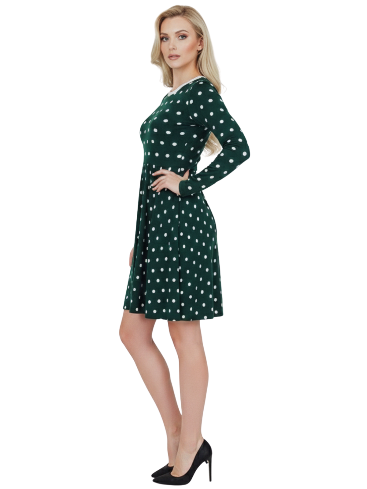 Baby Doll Polka Dot Patterned Sweater Dress MK3447 (S-L)