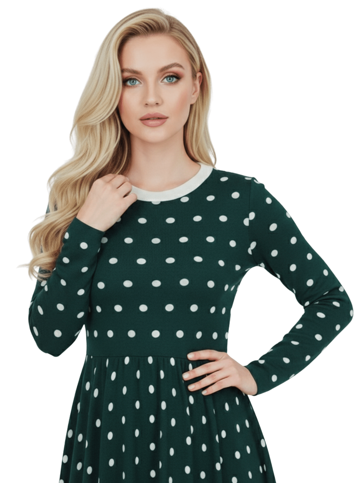 Baby Doll Polka Dot Patterned Sweater Dress MK3447 (S-L)
