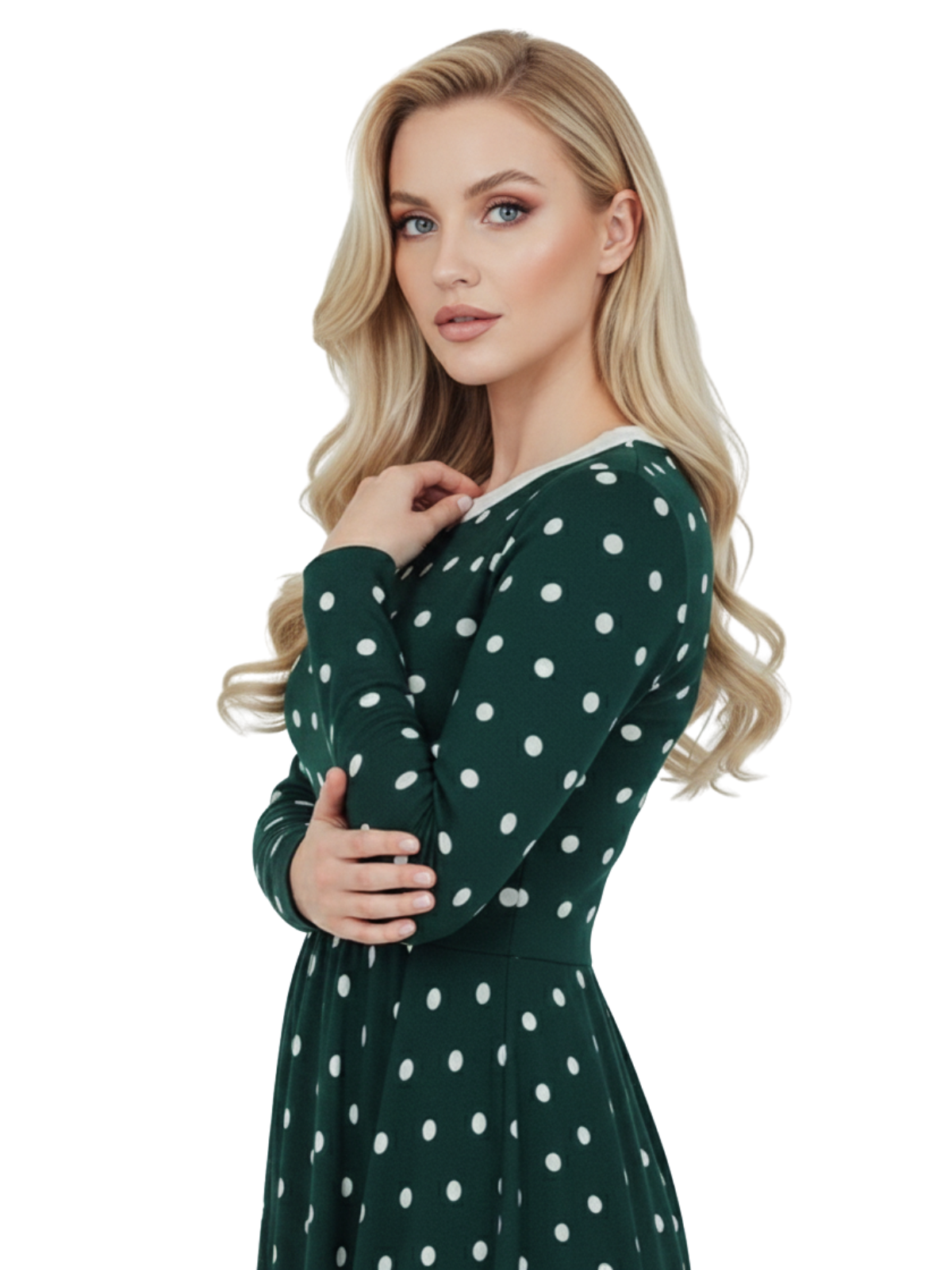 Baby Doll Polka Dot Patterned Sweater Dress MK3447 (S-L)