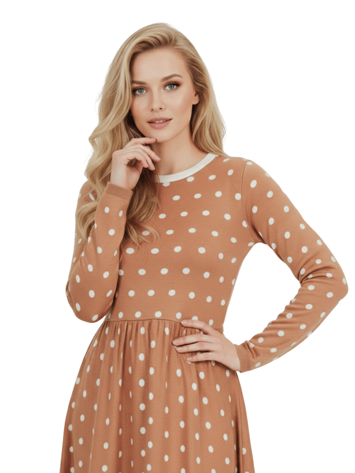 Baby Doll Polka Dot Patterned Sweater Dress MK3447 (S-L)
