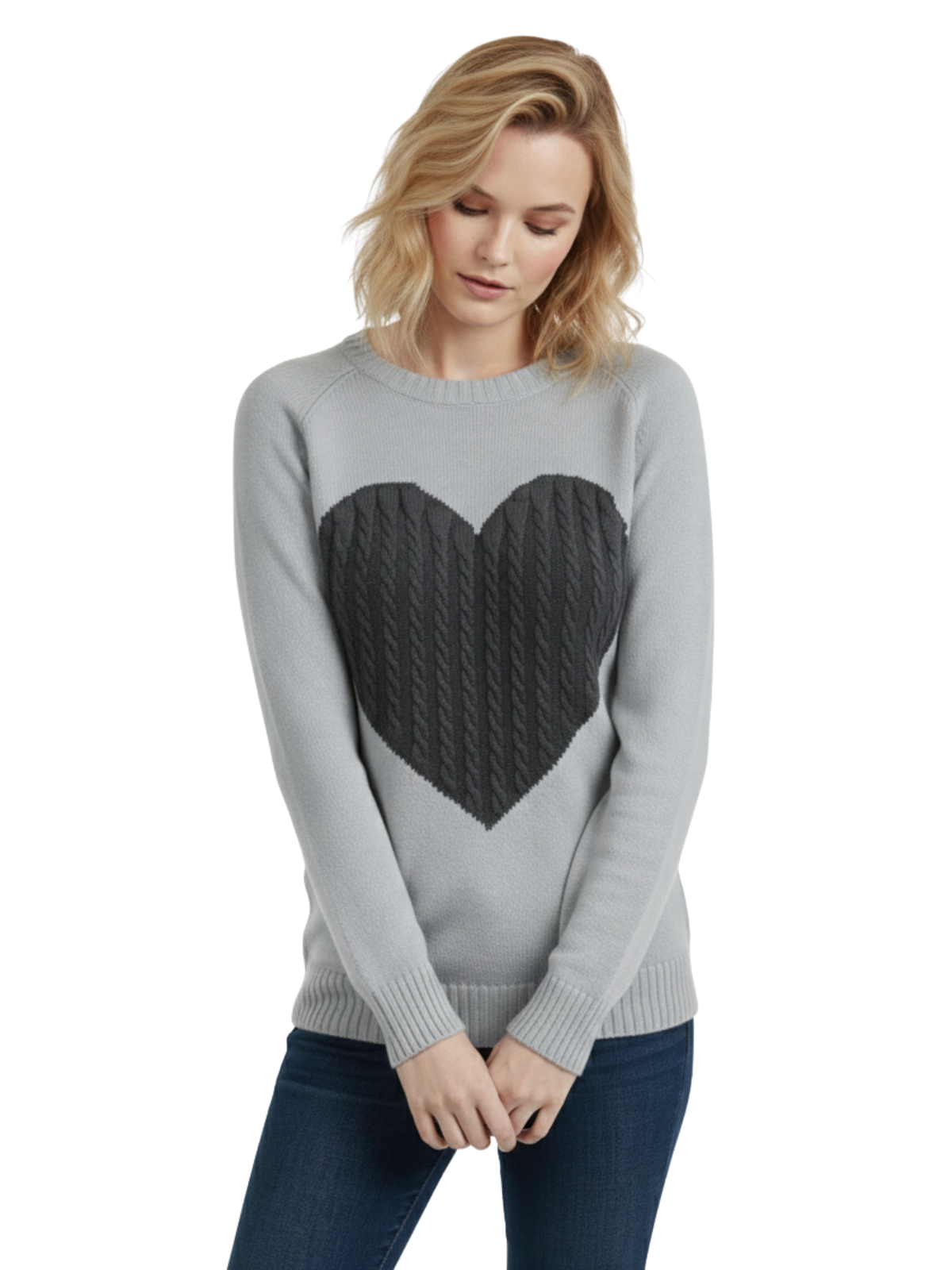 Love Heart Jacquard Round Neck Pullover Sweater MK3506 (S-L)