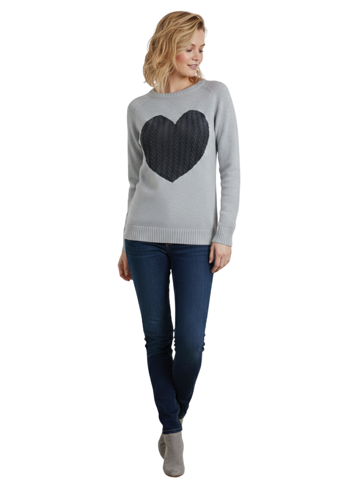 Love Heart Jacquard Round Neck Pullover Sweater MK3506 (S-L)