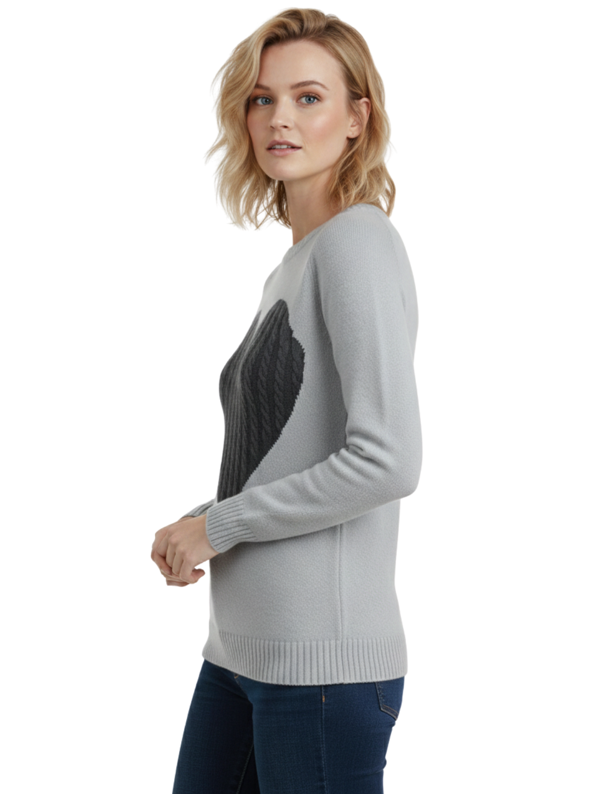 Love Heart Jacquard Round Neck Pullover Sweater MK3506 (S-L)