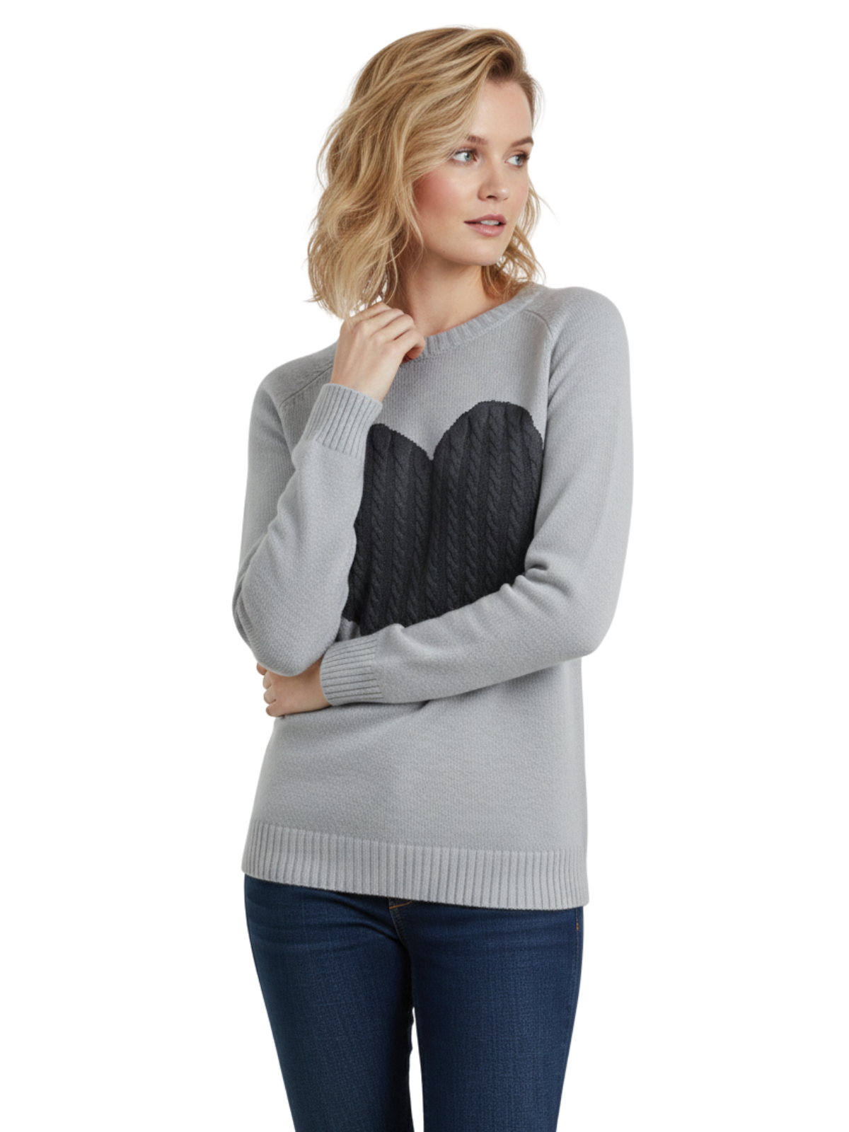 Love Heart Jacquard Round Neck Pullover Sweater MK3506 (S-L)