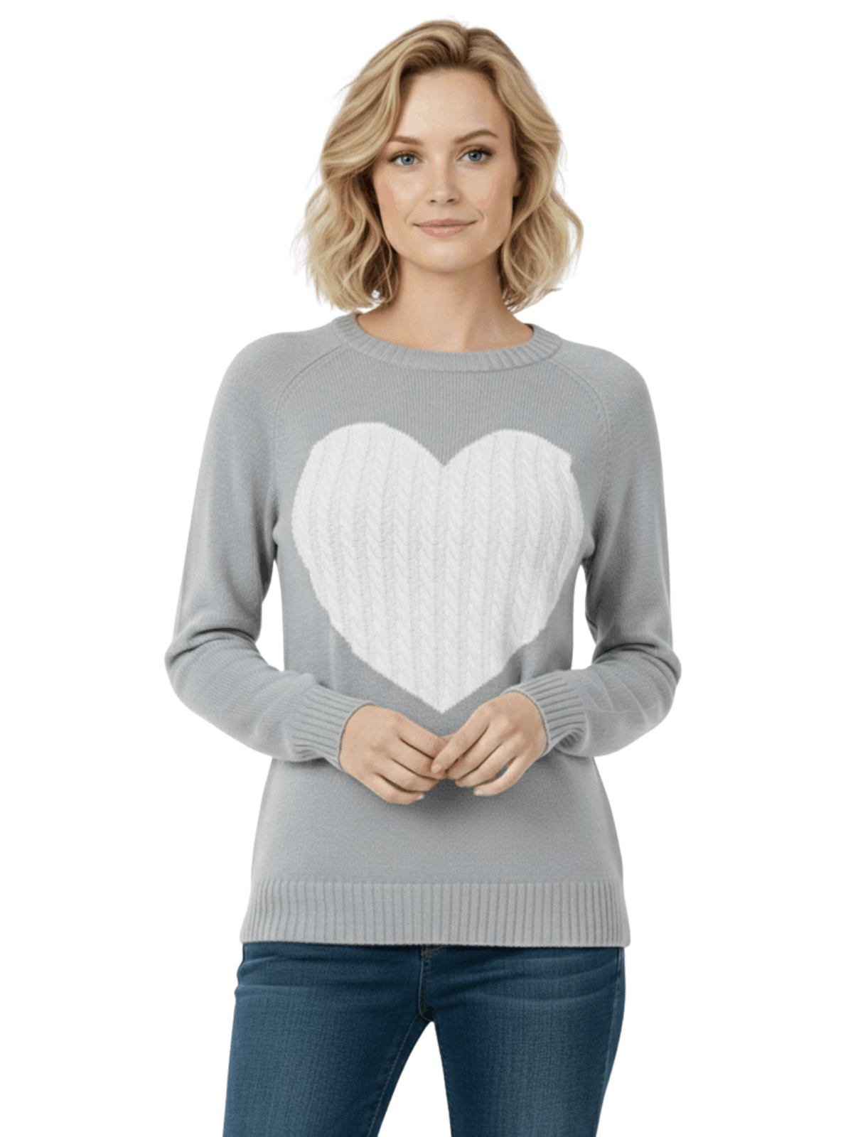 Love Heart Jacquard Round Neck Pullover Sweater MK3506 (S-L)