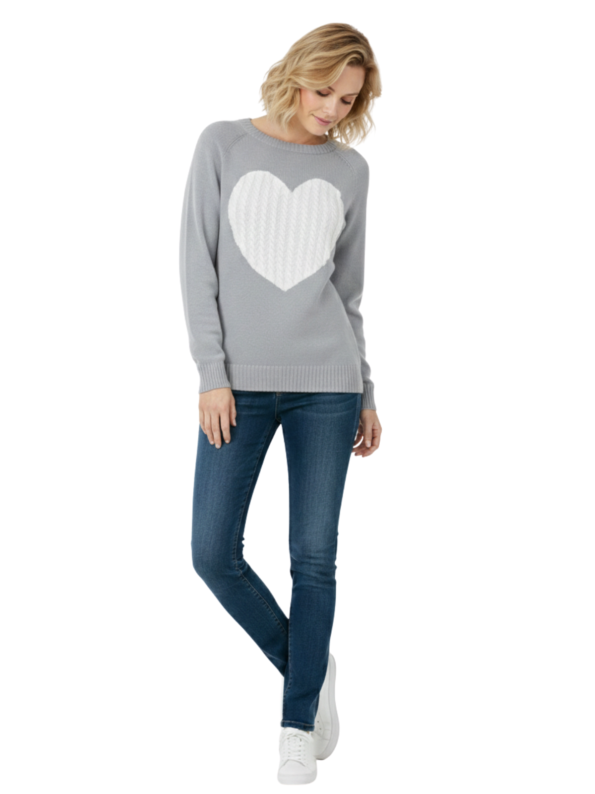 Love Heart Jacquard Round Neck Pullover Sweater MK3506 (S-L)