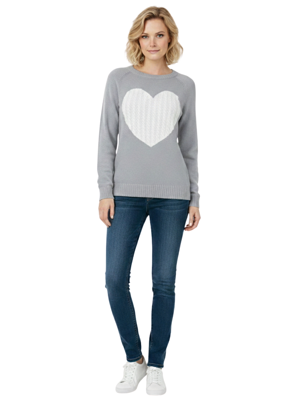 Love Heart Jacquard Round Neck Pullover Sweater MK3506 (S-L)