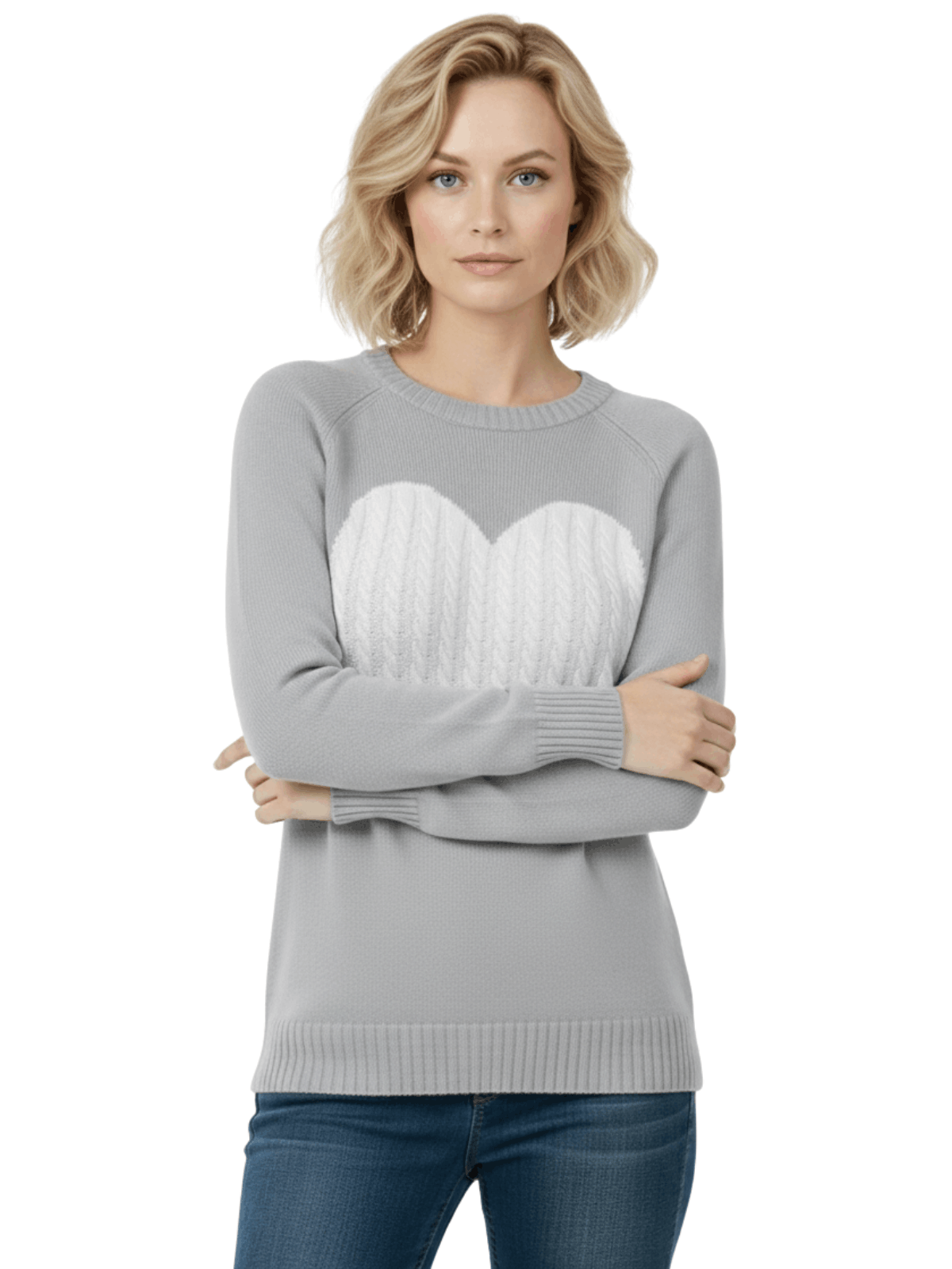 Love Heart Jacquard Round Neck Pullover Sweater MK3506 (S-L)