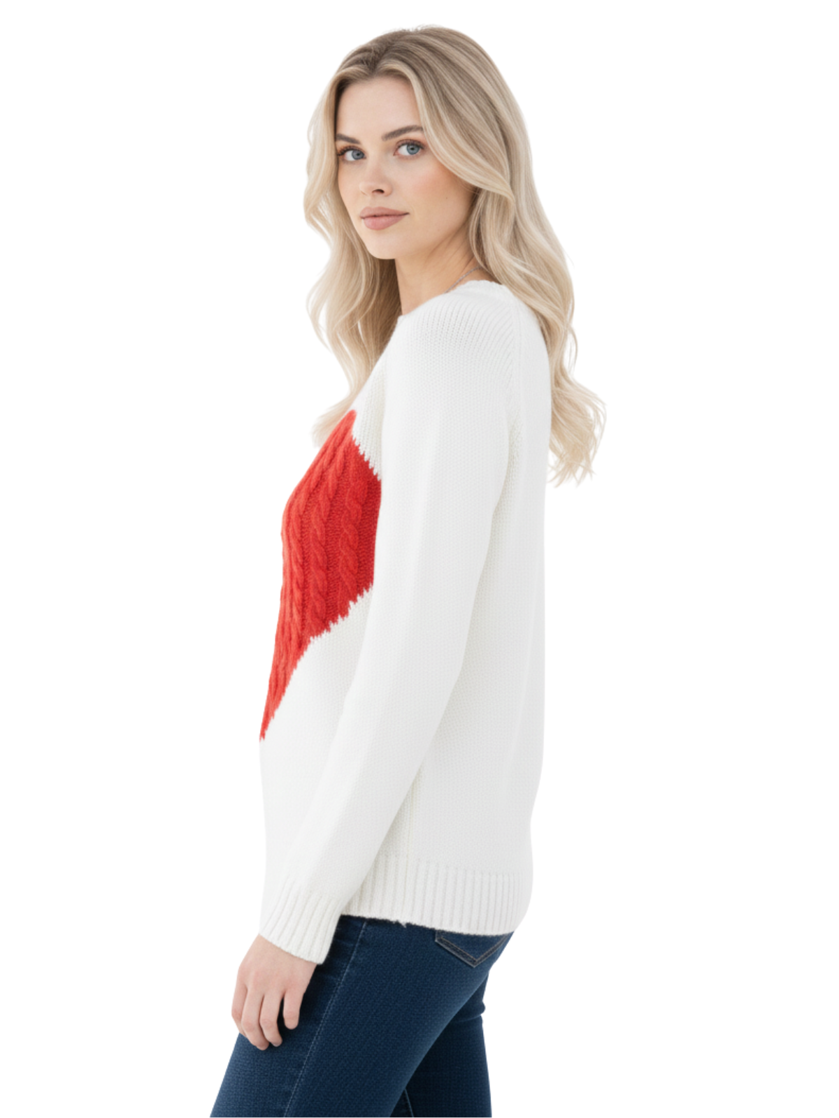 Love Heart Jacquard Round Neck Pullover Sweater MK3506 (S-L)