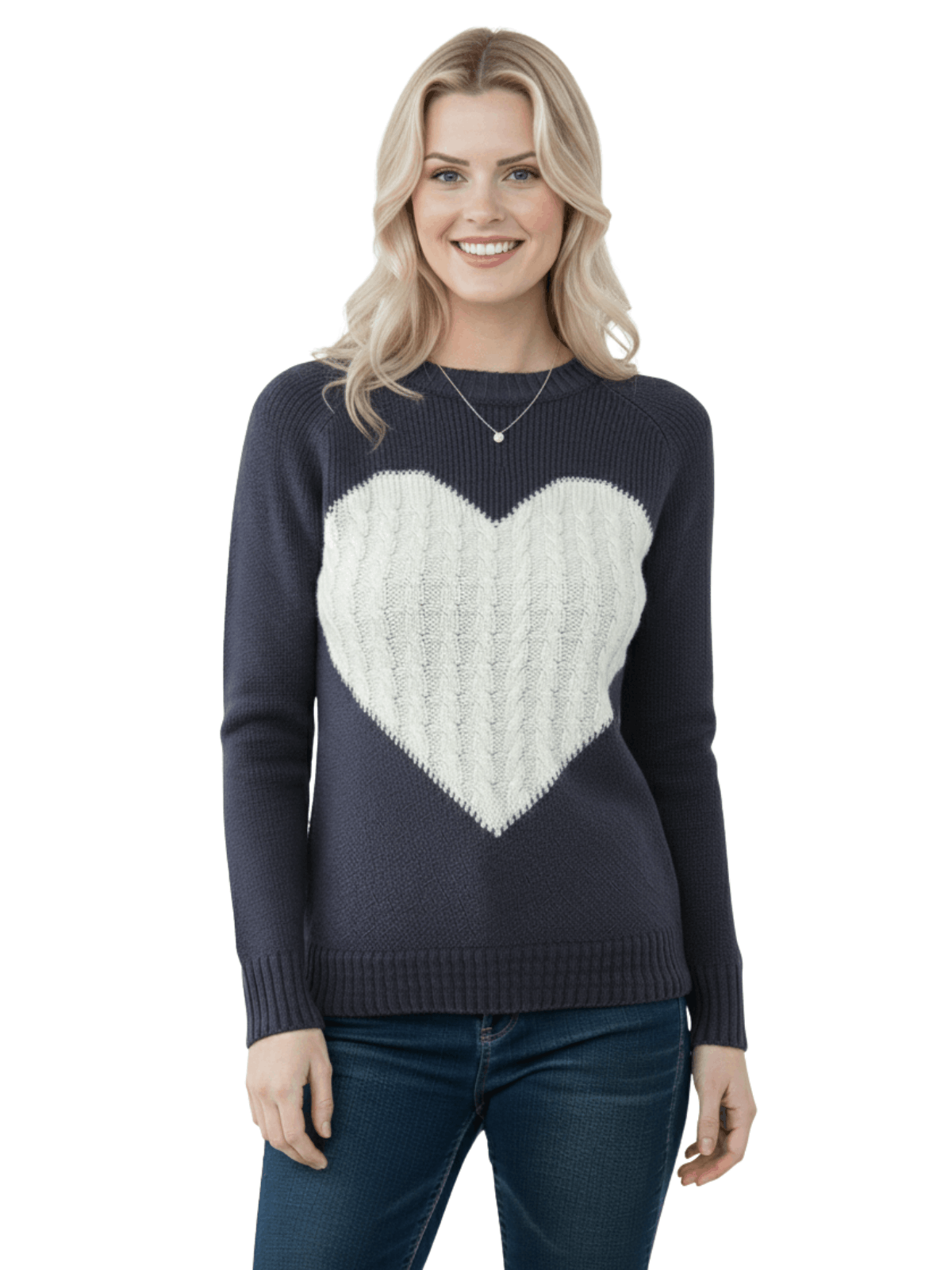Love Heart Jacquard Round Neck Pullover Sweater MK3506 (S-L)