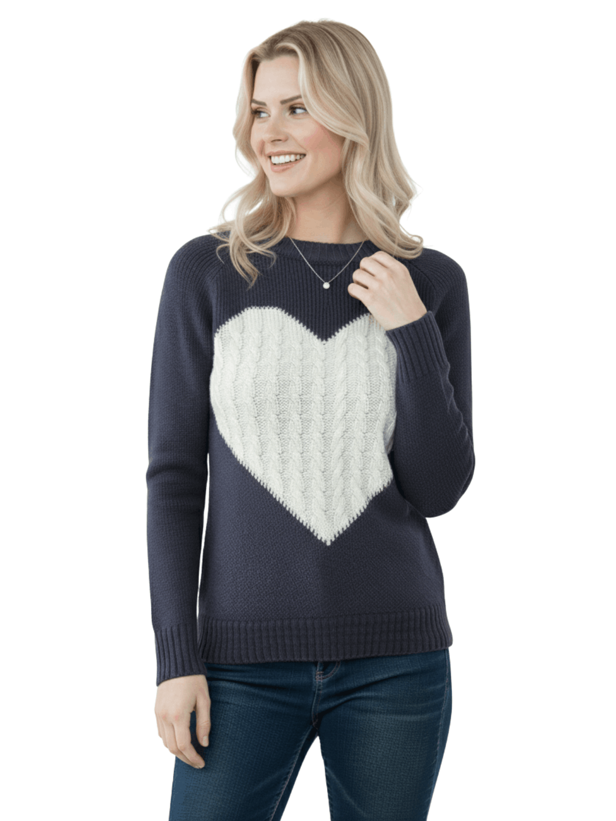 Love Heart Jacquard Round Neck Pullover Sweater MK3506 (S-L)